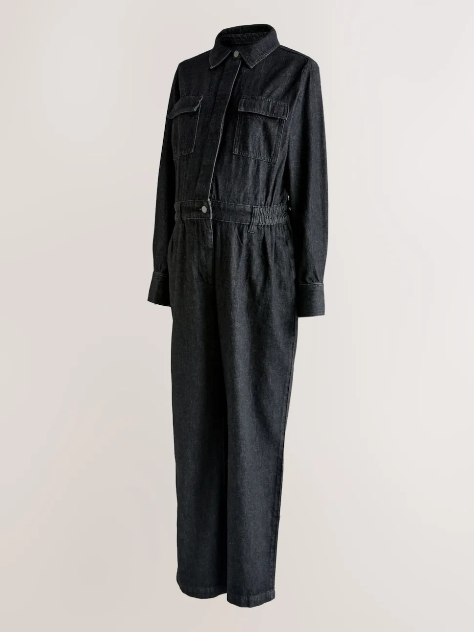 Noir - Combinaison en Denim de Grossesse