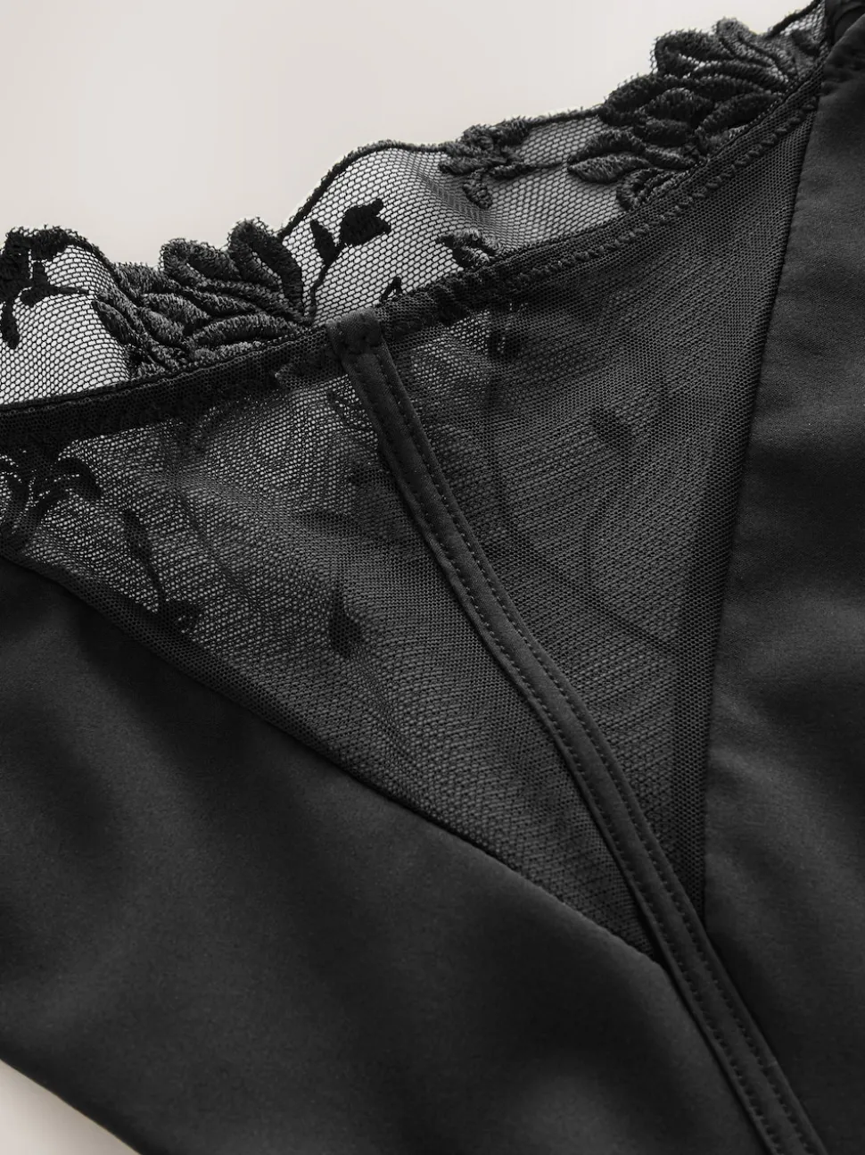 Noir - Culotte brodée fleuri Premium Suisse