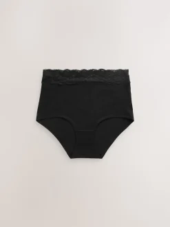 Noir - Culotte en coton et dentelle 7 Pack