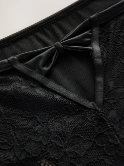 Noir - Culotte en dentelle à dos nœud
