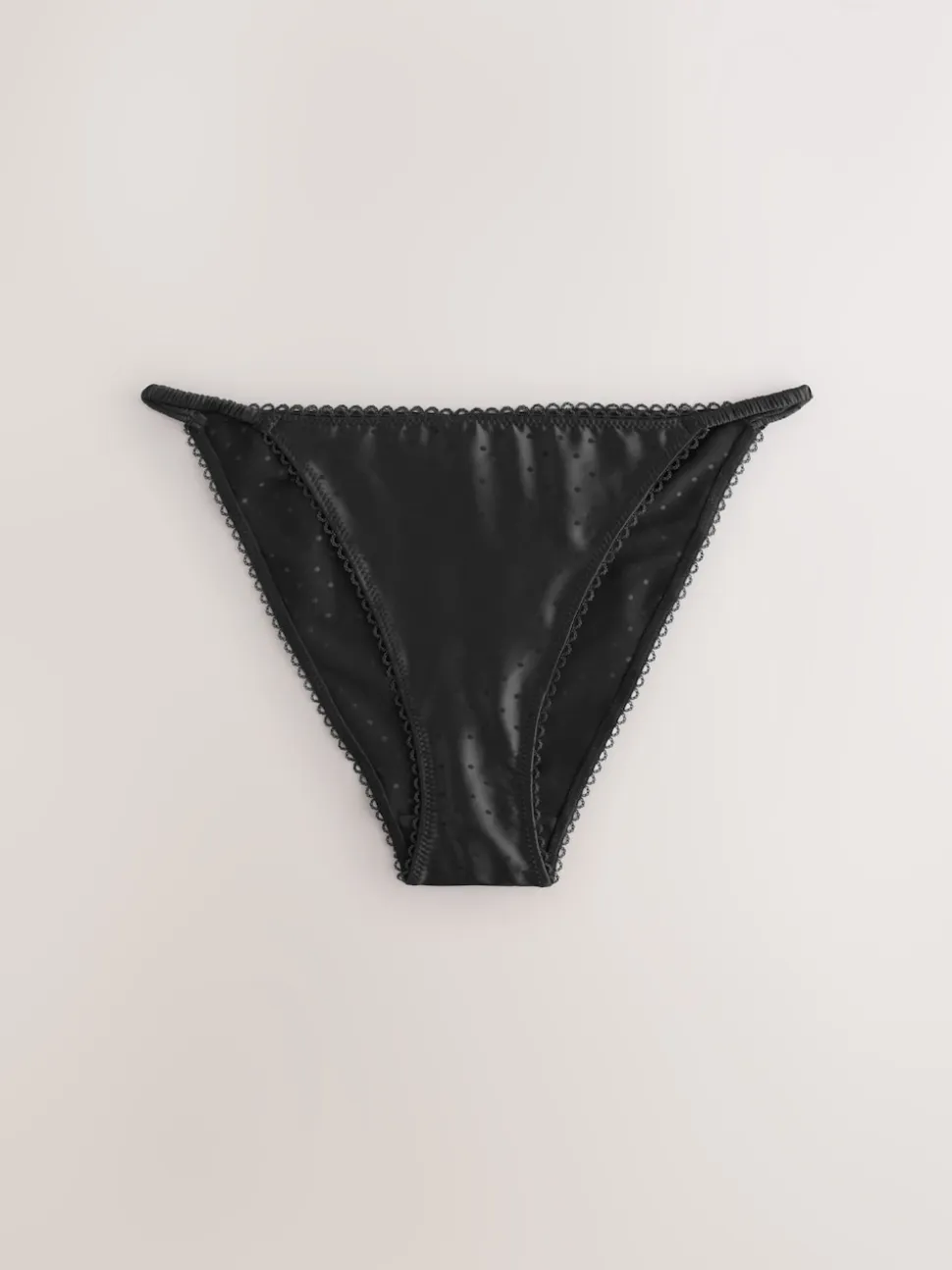 Noir - Culotte tanga à pois brillants
