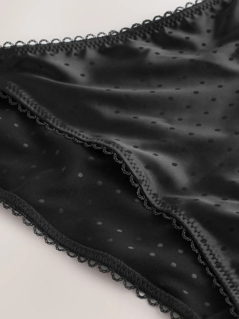 Noir - Culotte tanga à pois brillants