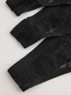 Noir - Dentelle sur l’ensemble Pas de VPL Slips 3 Lot