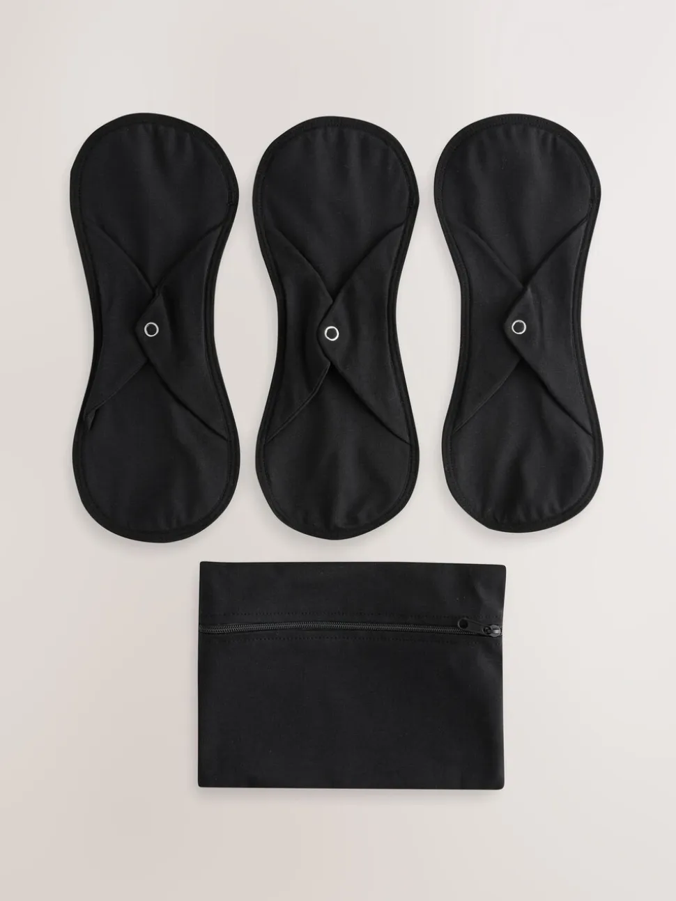 Noir - Doublures de période d’écoulement moyen Slips avec sac de lavage 3 Lot