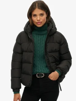 Noir - Doudoune Superdry de sport à capuche