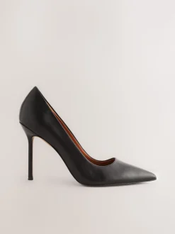 Noir - Escarpins en cuir à bout pointu