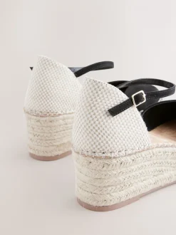 Noir - Espadrilles à plateforme fermée et à bout compensé