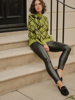 Noir - Faux leggings en cuir