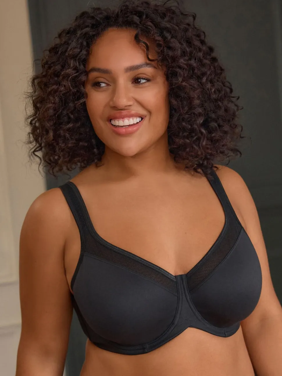 Noir - F-K Ultimate Support Cotton Minimiser Soutien-gorge à bretelles rembourré