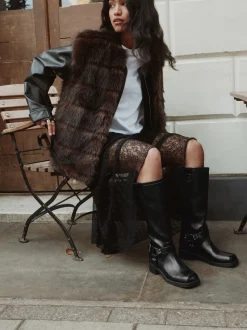 Noir - Forever Comfort® Bottes motardes à genoux