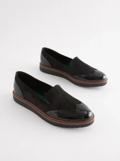 Noir - Forever Comfort® Brogue Detail Chunky Sole Loafers