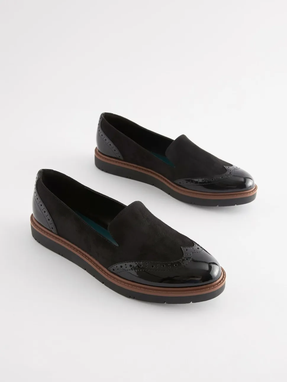 Noir - Forever Comfort® Brogue Detail Chunky Sole Loafers