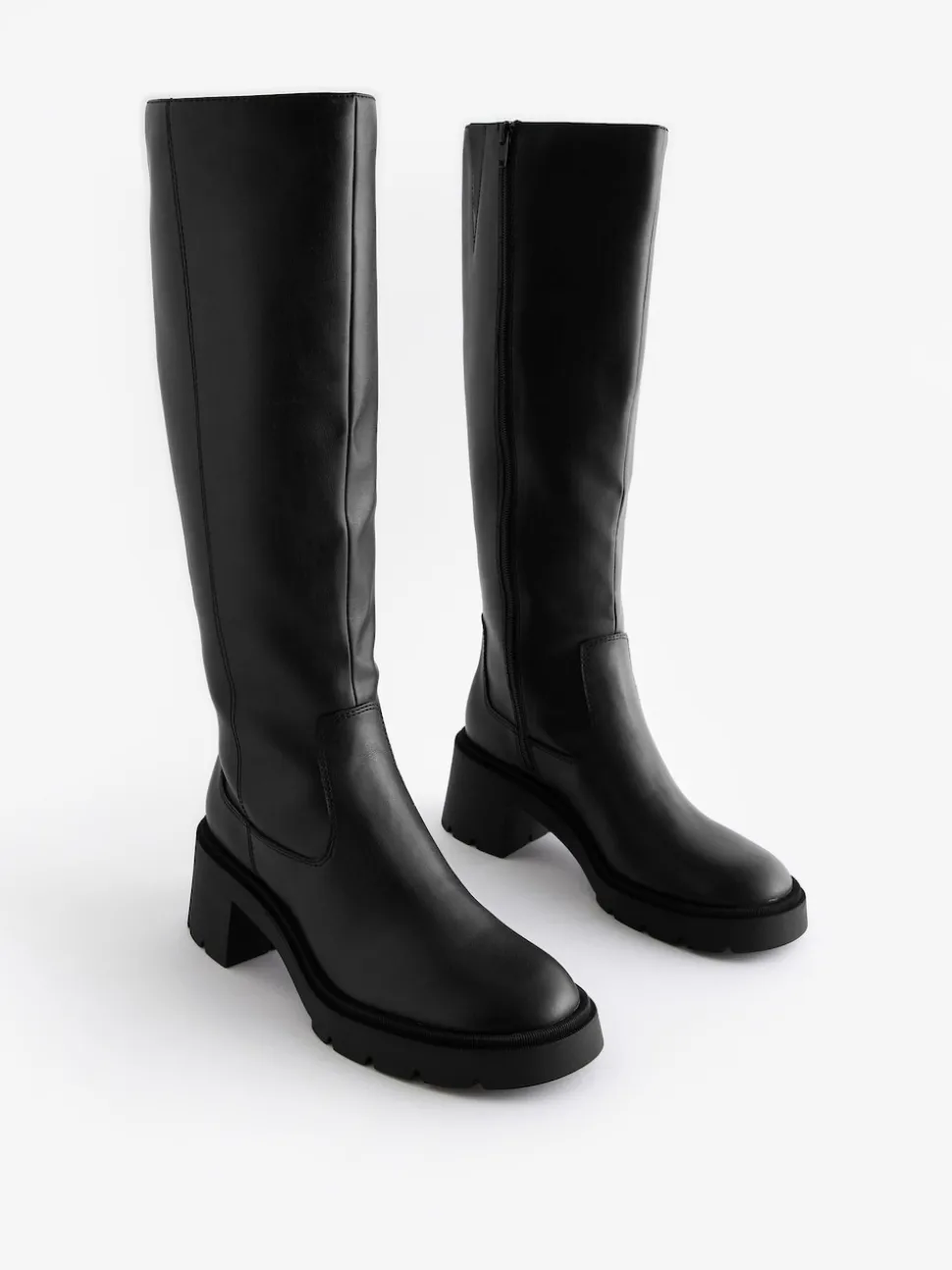 Noir - Forever Comfort® Chunky Heeled Round Toe Knee High Bottes