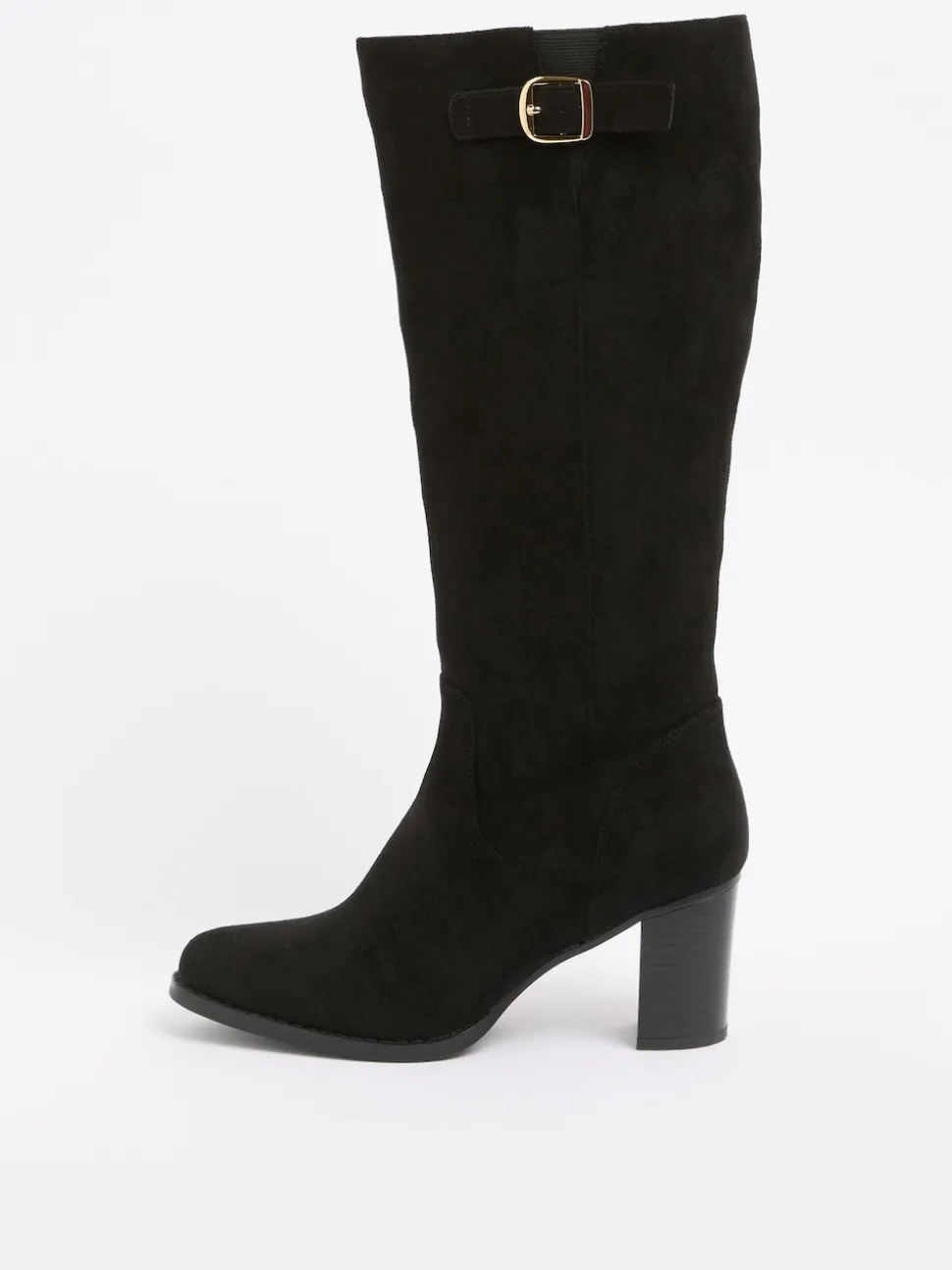 Noir - Friends Like These Bottes Coupe large en Faux suède à talon Milieu Boucle élégantes jusqu’au genou