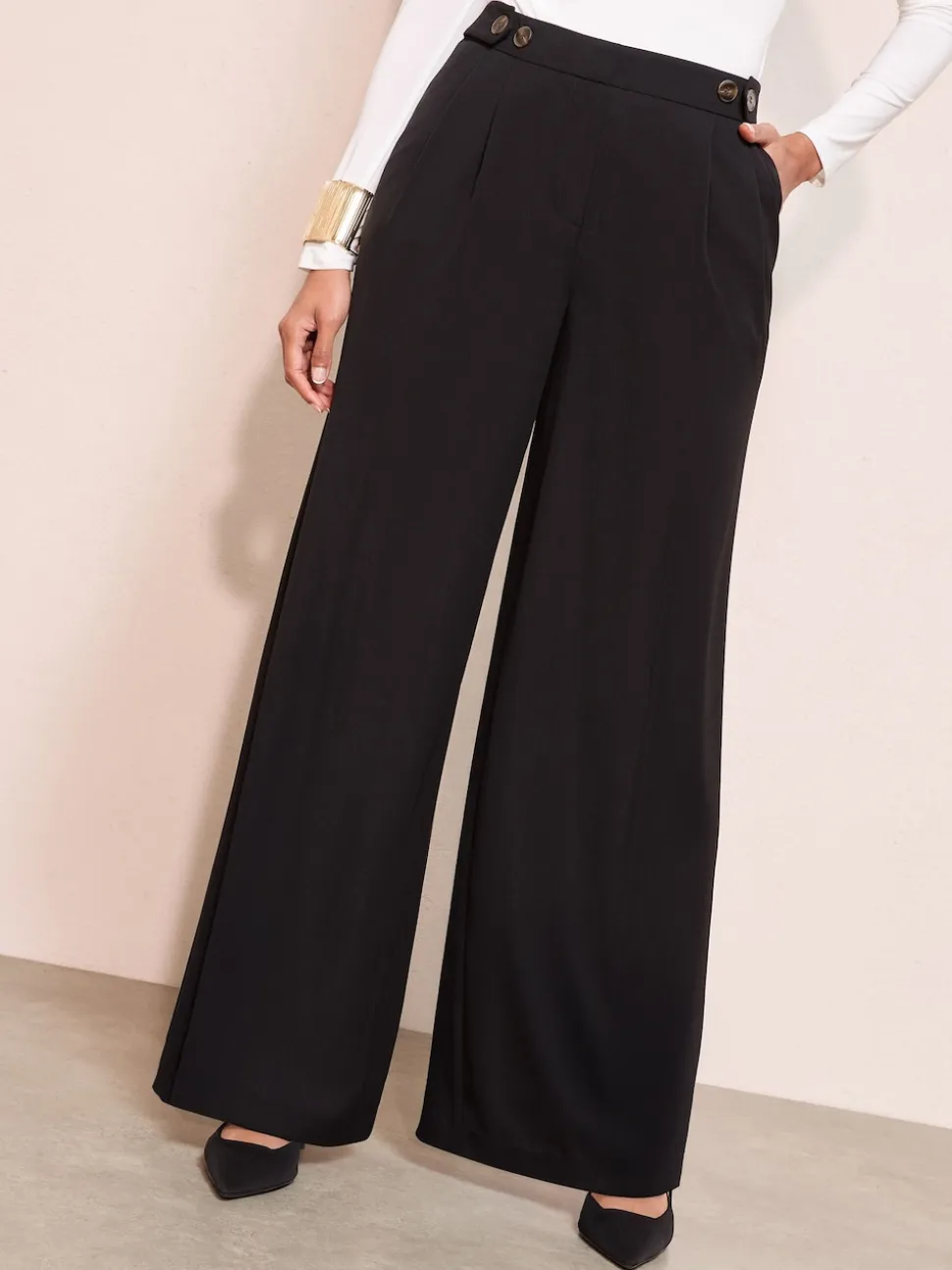 Noir - Friends Like These Pantalons Amples Haut de Gamme à Taille Réglable