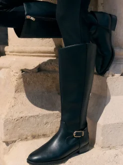 Noir - Friends Like These Bottes longues en similicuir à boucle hauteur des genoux
