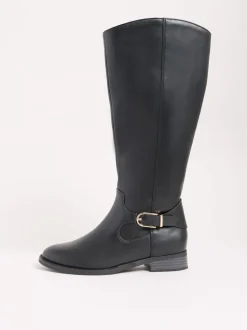 Noir - Friends Like These Bottes longues en similicuir à boucle hauteur des genoux