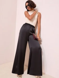 Noir - Friends Like These Pantalons Satin Jambe large