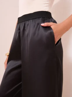 Noir - Friends Like These Pantalons Satin Jambe large