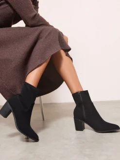 Noir - Friends Like These Bottes chaussettes à talon moyen en Faux suède style western