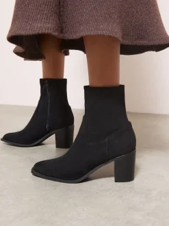 Noir - Friends Like These Bottes chaussettes à talon moyen en Faux suède style western