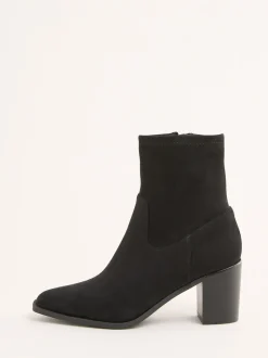 Noir - Friends Like These Bottes chaussettes à talon moyen en Faux suède style western