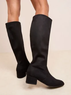 Noir - Friends Like These Bottes chaussettes hautes en faux suède à talons bloc