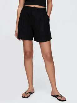 Noir - Gap short épais en lin Blend taille haute