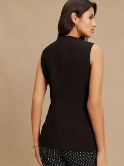 Noir - Gilet à col en V avec boutons