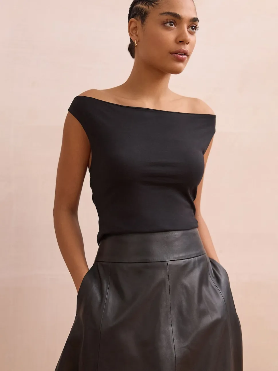 Noir - Gilet à col ouvert