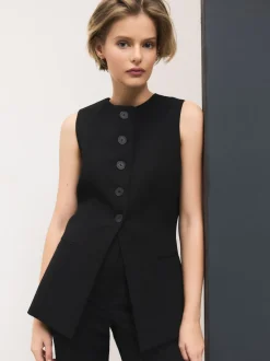 Noir - Gilet habillé avec laine