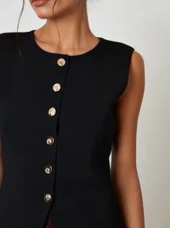 Noir - Gilet Threadbare en maille côtelée