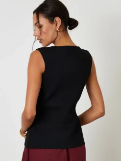Noir - Gilet Threadbare en maille côtelée