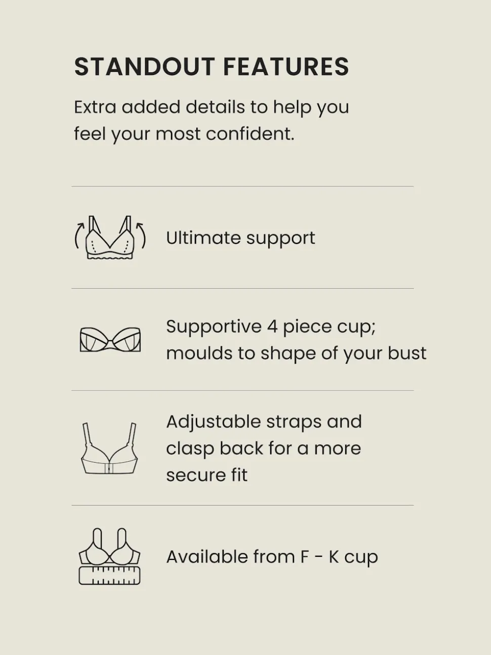 Noir - Haut de bikini à armatures Ultimate Support LK