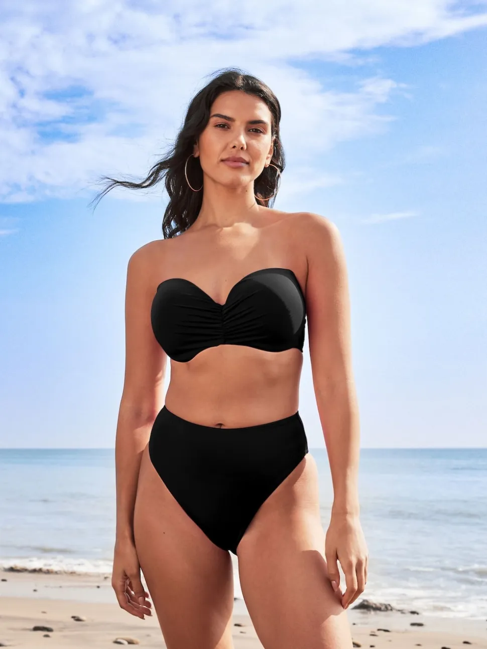Noir - Haut de bikini bandeau filaire