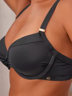 Noir - Haut de bikini rembourré à armatures gainant