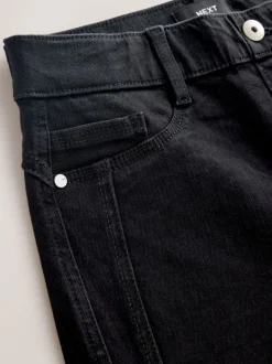 Noir - Jean extensible à enfiler à jambe large taille haute