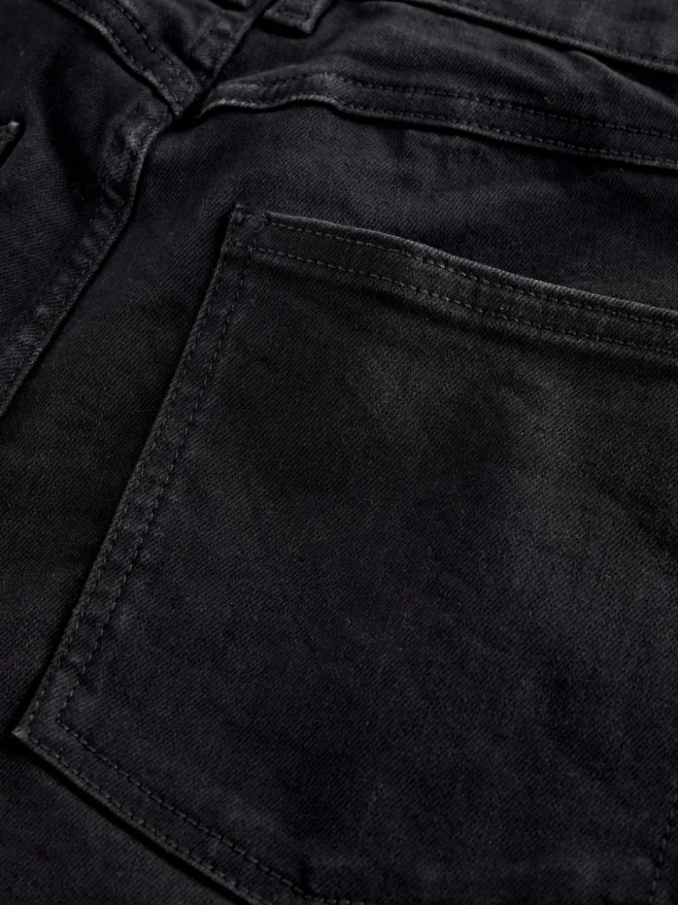 Noir - Jean extensible à enfiler à jambe large taille haute