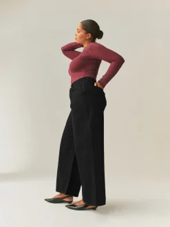 Noir - Jean taille haute Palazzo Jambe large Hourglass
