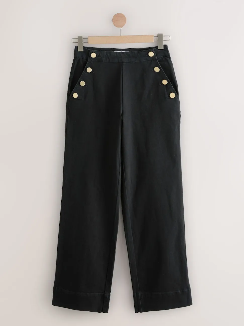 Noir - Jeans Ample Or à boutons sur le devant
