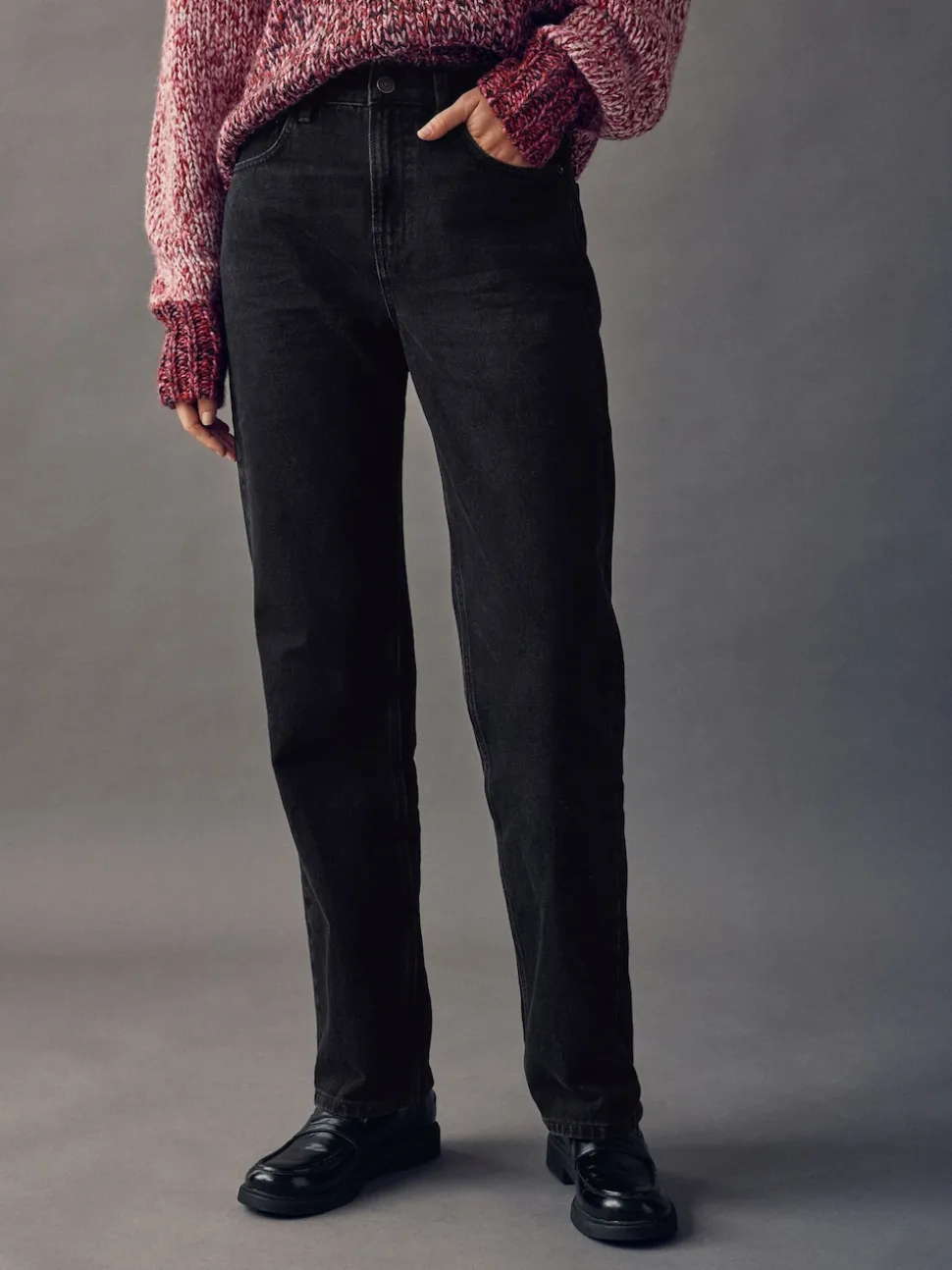 Noir - Jeans de jambe droite
