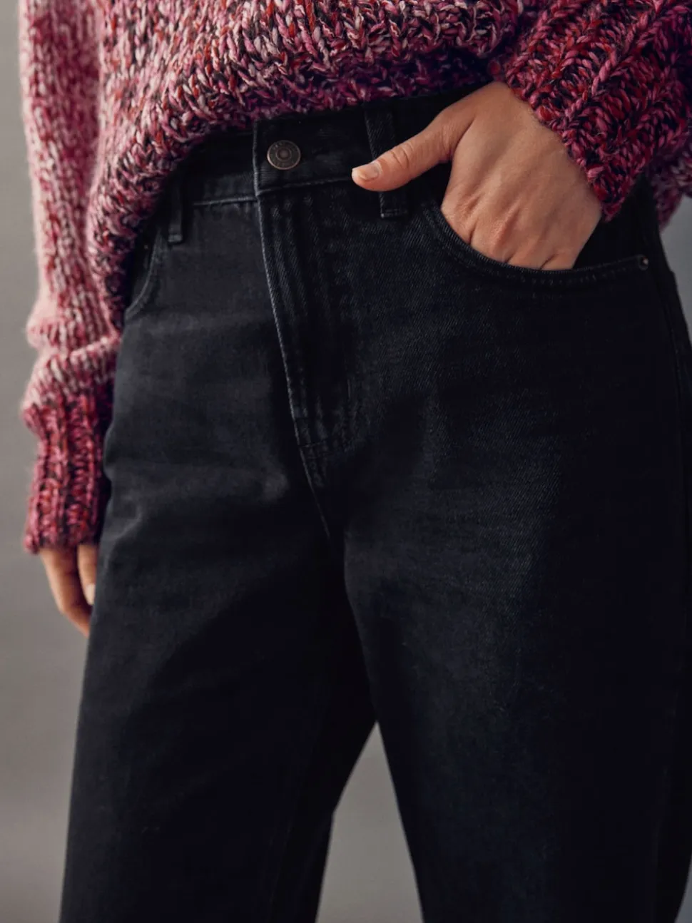 Noir - Jeans de jambe droite