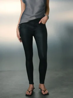 Noir - Jeans skinny en Denim enduit