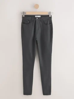 Noir - Jeans skinny en Denim enduit