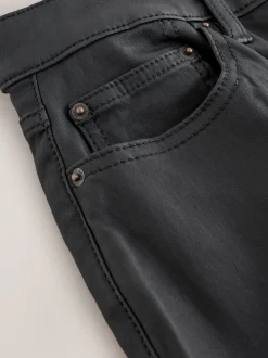 Noir - Jeans skinny en Denim enduit