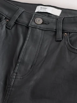 Noir - Jeans skinny en Denim enduit