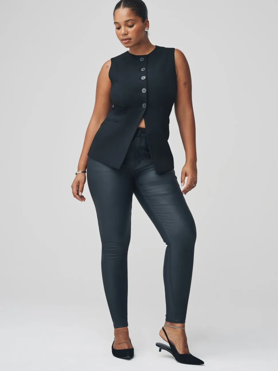 Noir - Jeans skinny enduit de Denim Hourglass