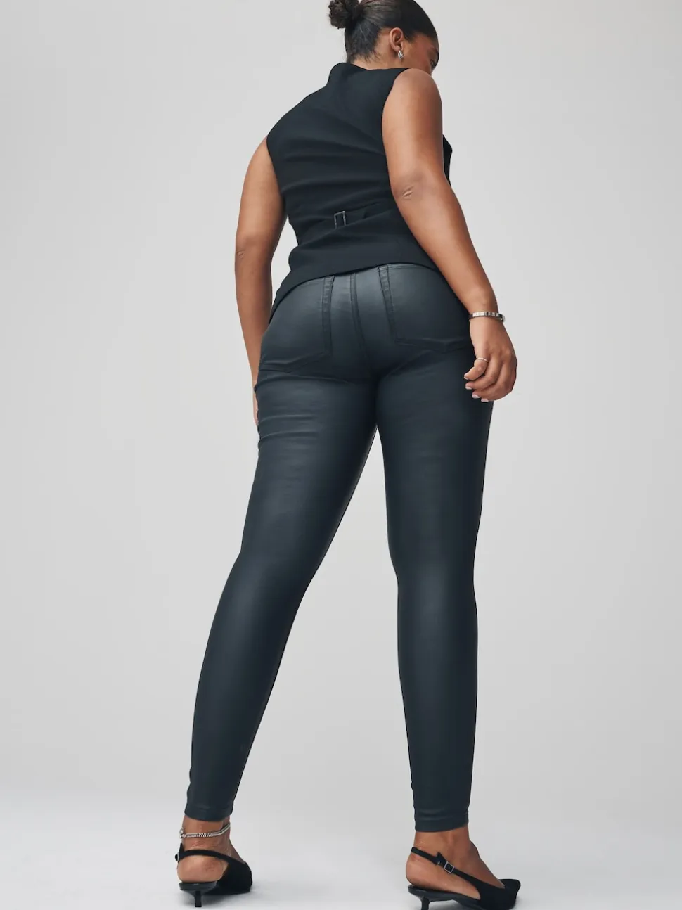 Noir - Jeans skinny enduit de Denim Hourglass