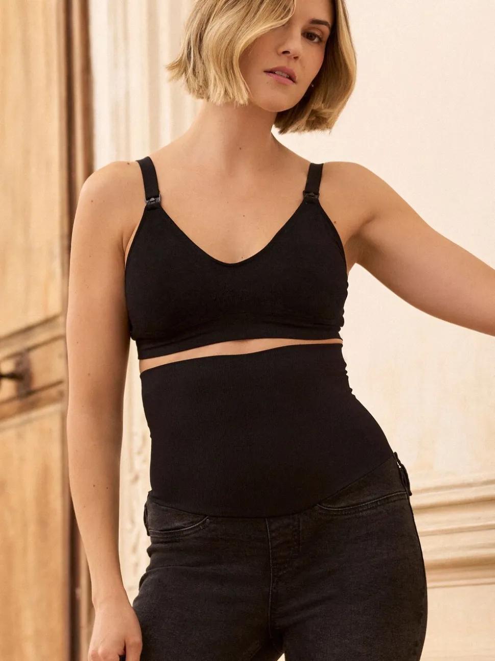 Noir - Jeans skinny Seraphine Premium en tissu bio post-grossesse