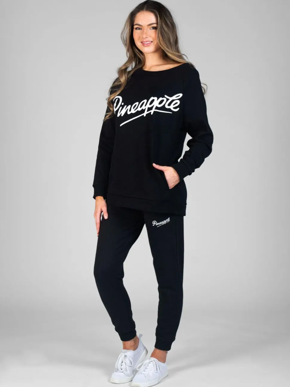 Noir - Joggers Skinny Zip à l'ananas